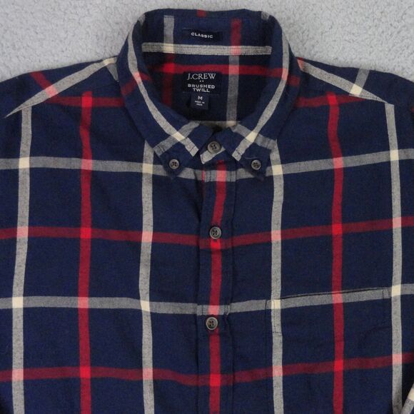 J Crew Shirt Mens Medium Blue Plaid Brushed Twill Classic Fit Button Down Preppy - Picture 4 of 12